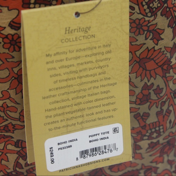 Patricia Nash Poppy Leather Tote Boho India Handbag New LOVELY!! Retail $249 - Picture 2 of 9